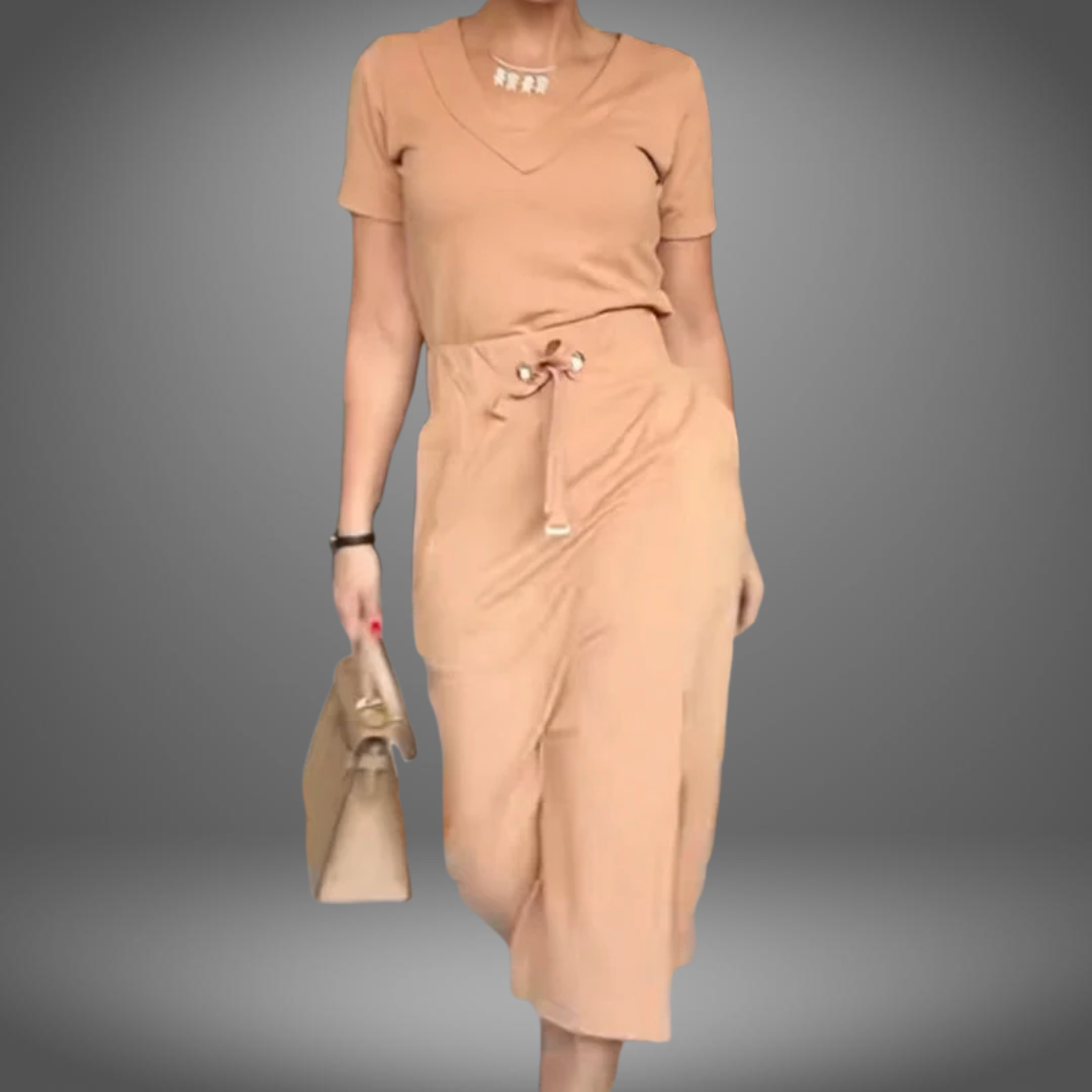 zürich-mode™ | Stilvolle Damen-Top und Rock mit elegantem V-Ausschnitt