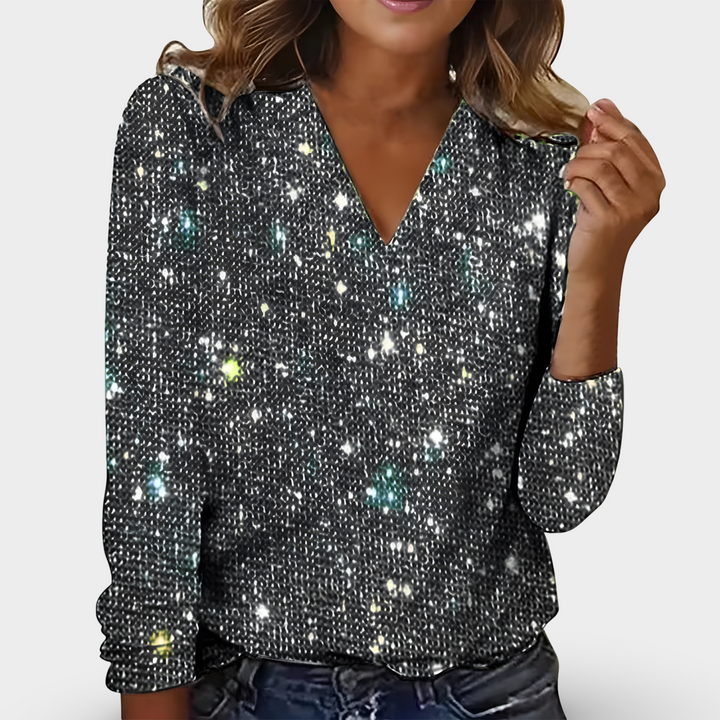 Victoria™ – V-Ausschnitt-Bluse mit Rautenmuster