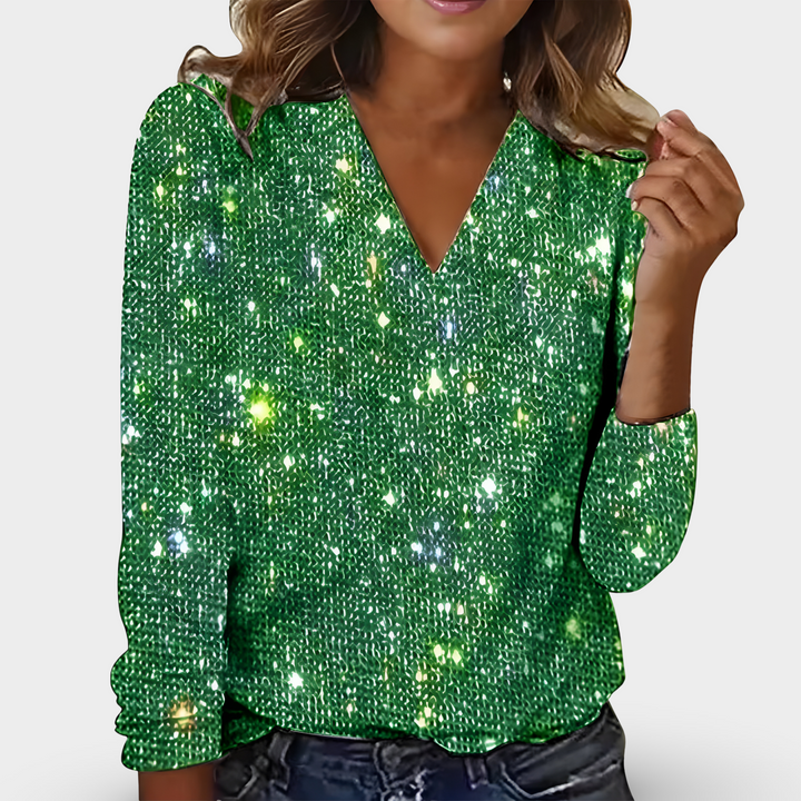 Victoria™ – V-Ausschnitt-Bluse mit Rautenmuster