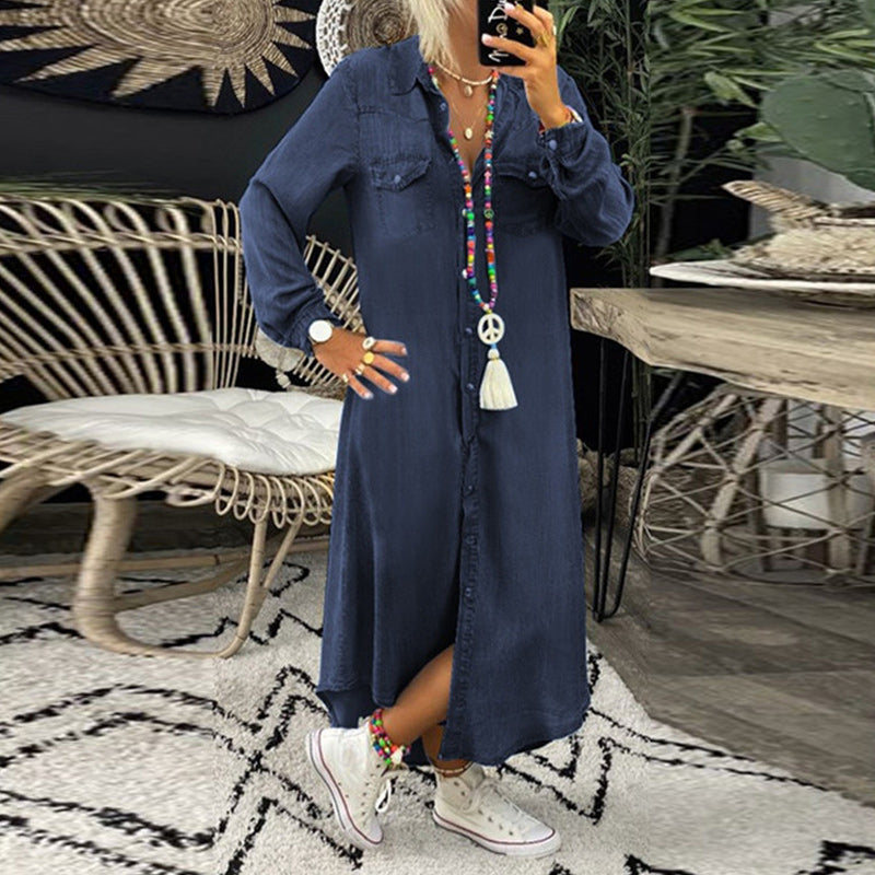 Lilla™ | Bequemes Jeanshemdkleid