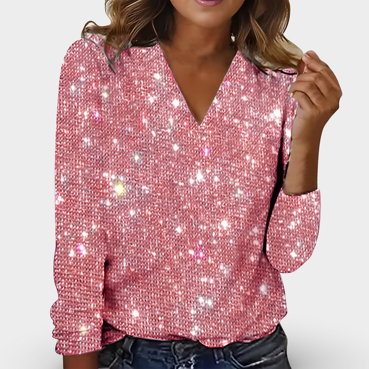 Victoria™ – V-Ausschnitt-Bluse mit Rautenmuster