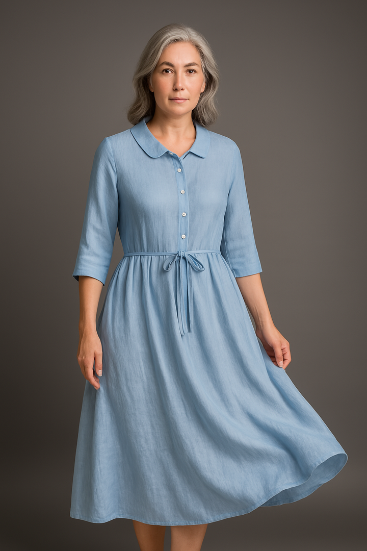 zürich-mode™ | Stilvolle künstlerische Baumwollkleid mit einfacher Schnittführung